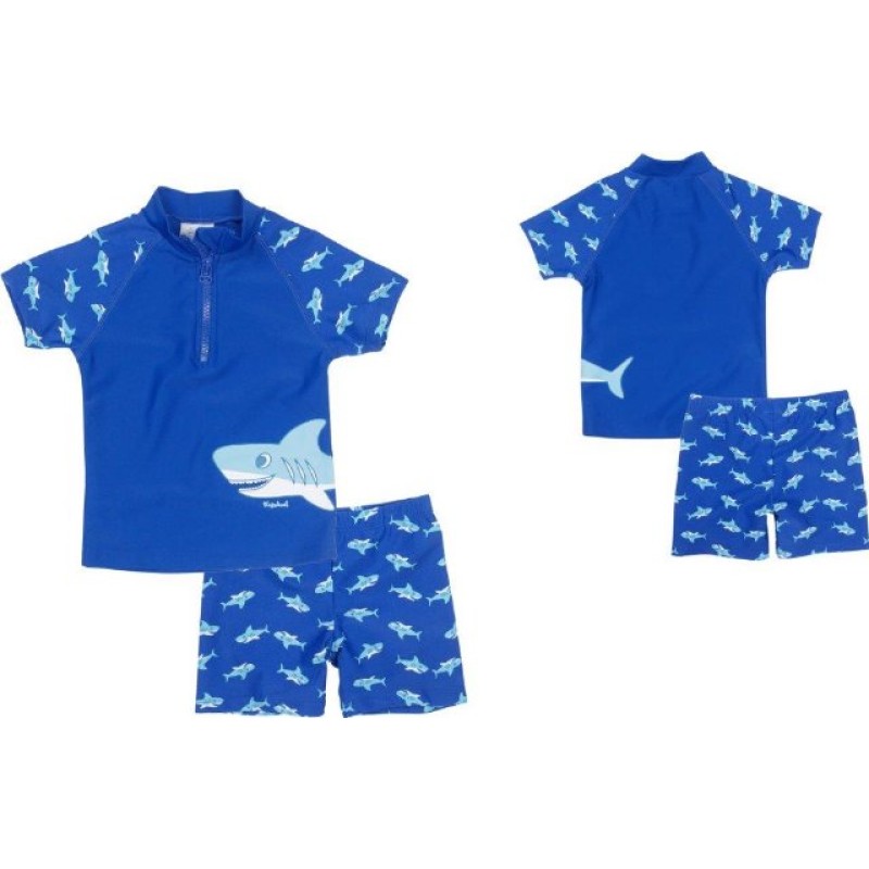 Kids UV Swimwear Set with Aqua Shoes and Beach Poncho Shark 25