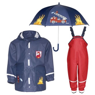Kids rain set Playshoes – raincoat, overalls and umbrella Fire Engine 2