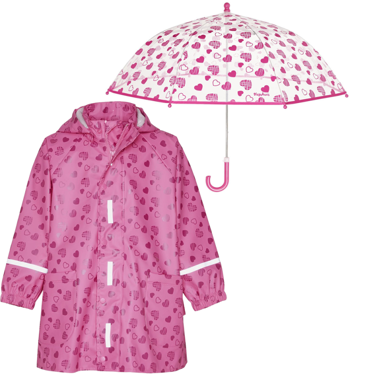 Kids Raincoat and Umbrella Hearts