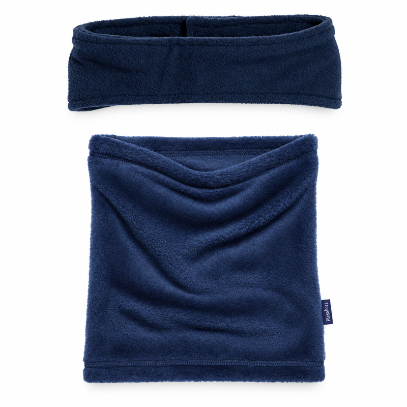 Kids’ Warm Fleece Headband and Tube Scarf Set, Navy Blue – Playshoes