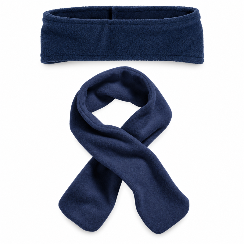 Kids’ Warm Fleece Headband and Pull-Through Scarf Set, Navy Blue – Playshoes