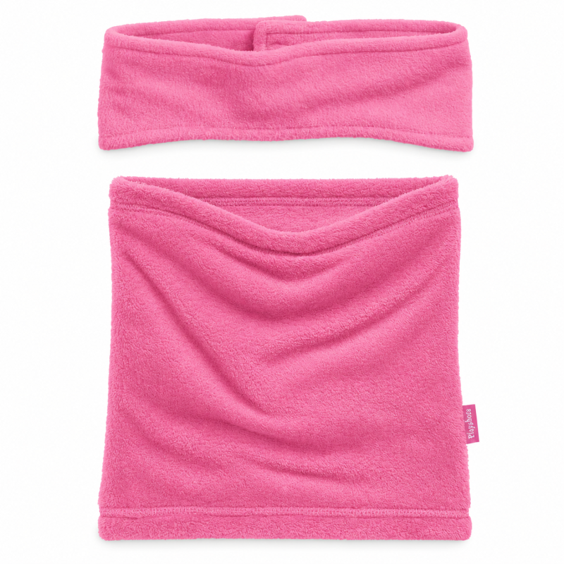 Kids’ Warm Fleece Headband and Tube Scarf Set, Pink – Playshoes