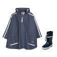Playshoes Navy Blue Kids Rain Poncho and Boots