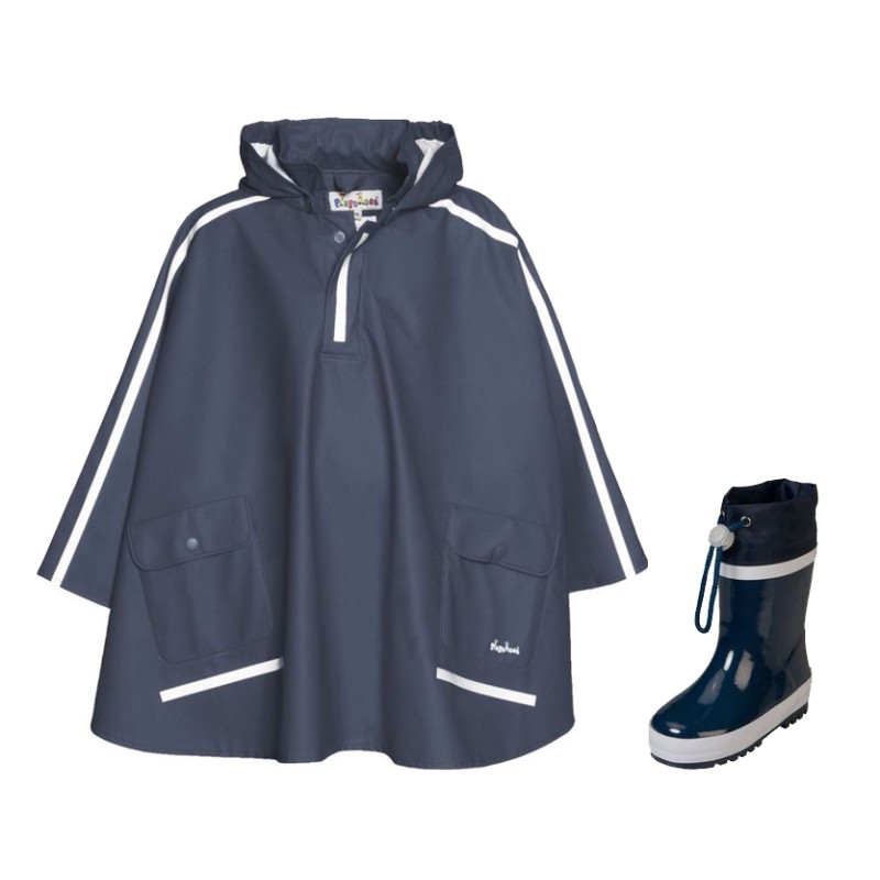 Playshoes Navy Blue Kids Rain Poncho and Boots