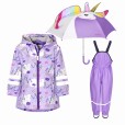 Kids rain set Playshoes – raincoat, overalls and umbrella Unicorns 33