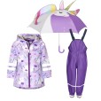Kids rain set Playshoes – raincoat, overalls and umbrella Unicorns 34