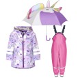 Kids rain set Playshoes – raincoat, overalls and umbrella Unicorns 39