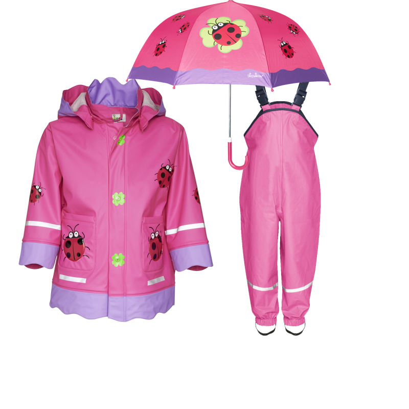 Set de ploaie copii Playshoes – haină de ploaie, salopetă și umbrelă Buburuză 5