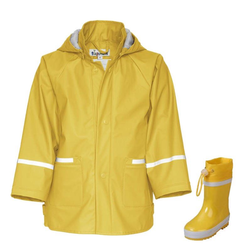 Playshoes Yellow Kids Raincoat and Rubber Boots Set