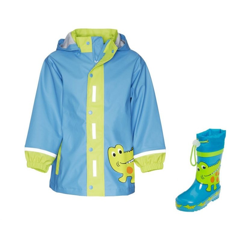 Playshoes “Crocodile 1” Kids Raincoat and Rubber Boots Set