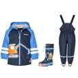 Set de ploaie pentru copii Playshoes – pelerină de ploaie, pantaloni impermeabili și cizme de ploaie Excavator 34