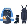 Set de ploaie pentru copii Playshoes – pelerină de ploaie, pantaloni impermeabili și cizme de ploaie Excavator 37