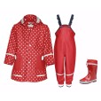 Детски комплект за дъжд Playshoes – дъждобран, гащеризон и ботуши Точки 2