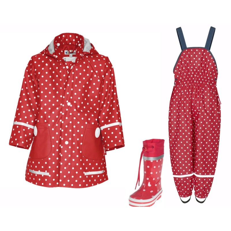 Set de ploaie pentru fete cu cizme de cauciuc „Buline 5”