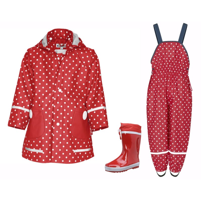 Set de ploaie pentru fete cu cizme de cauciuc „Buline 4”