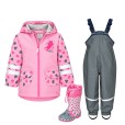Kids' Waterproof Rainwear Set Cat 30 – Rain Jacket, Dungarees and Rubber Boots – Playshoes