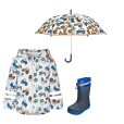 Set haine de ploaie copii Playshoes – haină de ploaie, cizme de ploaie și umbrelă Tractor 13