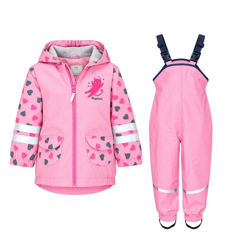 Kids' Waterproof Rainwear Set Cat 22 – Rain Jacket and Dungarees – Playshoes