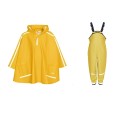 Pelerină de ploaie poncho și pantaloni impermeabili pentru copii – galben