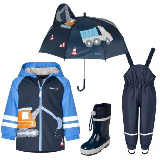 Playshoes Digger 43 Kids’ Rain Set – Raincoat, Rain Overalls, Boots and Umbrella Playshoes Digger 43 Kids’ Rain Set – Raincoat, Rain Overalls, Boots and Umbrella
