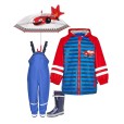 Set ploaie copii Mașinuțe 44 – pelerină, pantaloni, cizme și umbrelă Playshoes