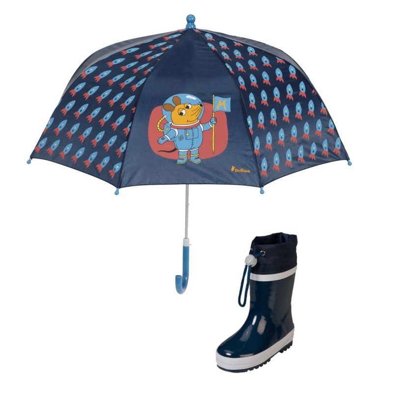 Set cizme de ploaie și umbrelă copii – Rachete 1