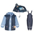 Детски комплект за дъжд Playshoes – дъждобран, гащеризон и чадър Стройко 1
