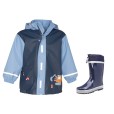 Playshoes Builder 10 Kids Raincoat and Lined Rubber Boots Set