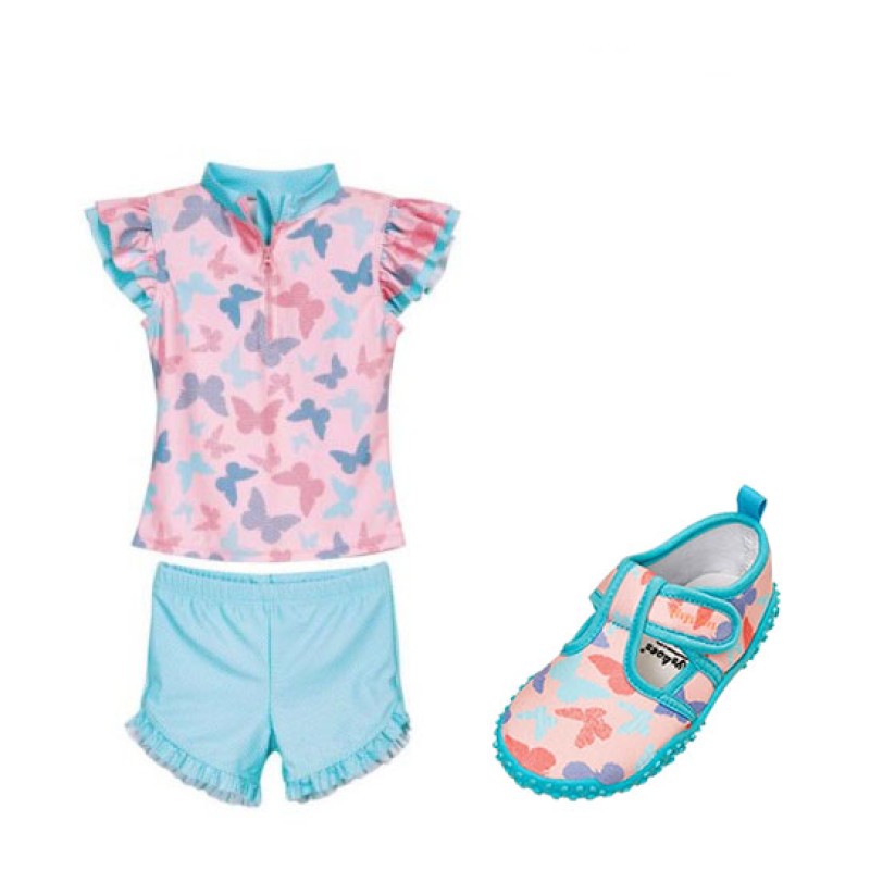 Girls' UV Protection Swimsuit Set Butterflies 4
