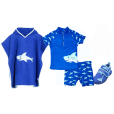 Kids UV Swimwear Set with Aqua Shoes and Beach Poncho Shark 25