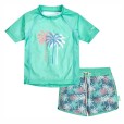 Costum de baie copii UV Palmieri verde UPF 50+