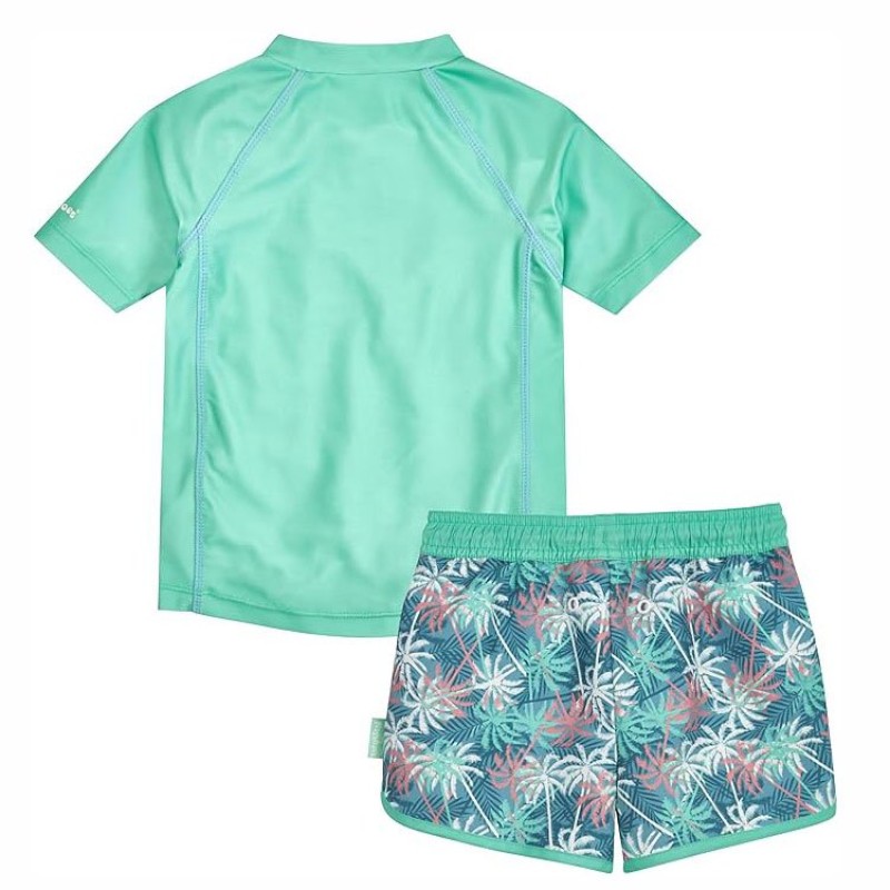Costum de baie copii UV Palmieri verde UPF 50+